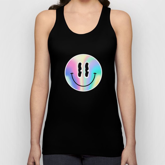 Sorry I'm late, I didn't want to come - Holographic Smiley Tank Top