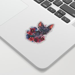 Neo Traditional Sphynx cat and flowers Sticker