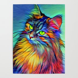 Felina vibrant, colorful, paint, beauty, amazing Poster