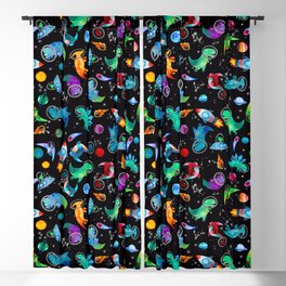 Dinosaur Astronauts In Space Watercolor Pattern Blackout Curtain