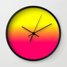 Neon Pink and Neon Yellow Ombré Shade Color Fade Wall Clock