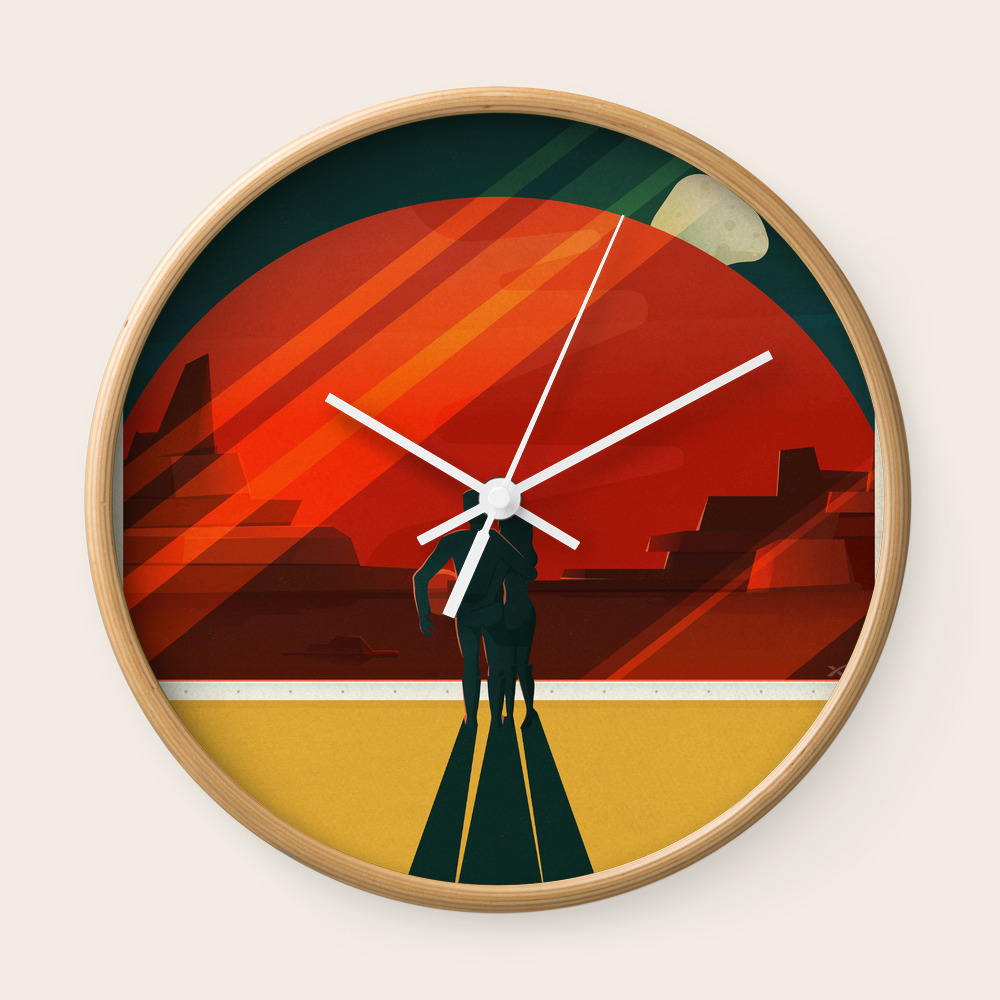 Spacex Mars Tourism Poster Dp Wall Clock By Ricardogime Society6