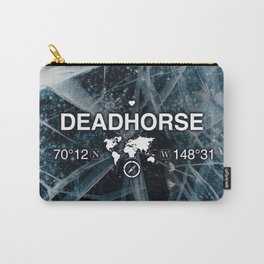 Deadhorse Alaska with World Globe Silhouette & Coordinates Carry-All Pouch