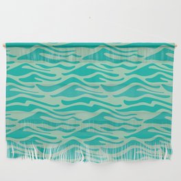 LA LANCHA Abstract Tropical Beach Waves in Turquoise Wall Hanging
