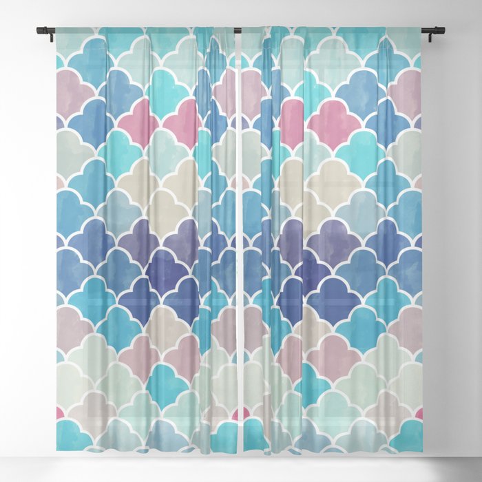 Watercolor Lovely Pattern VVXV Sheer Curtain