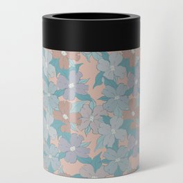 pale peach and blue nautical floral dogwood symbolize rebirth and hope Can Cooler