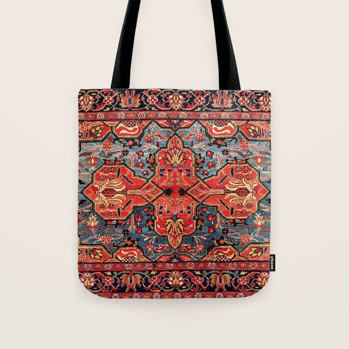 Kashan Poshti Central Persian Rug Print Tote Bag by Vicky Brago
