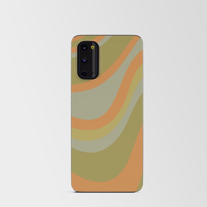 Retro Waves Abstract Pattern Celadon Green Orange Android Card Case