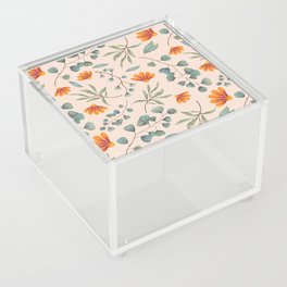 Eucalyptus and flower seamless pattern Acrylic Box