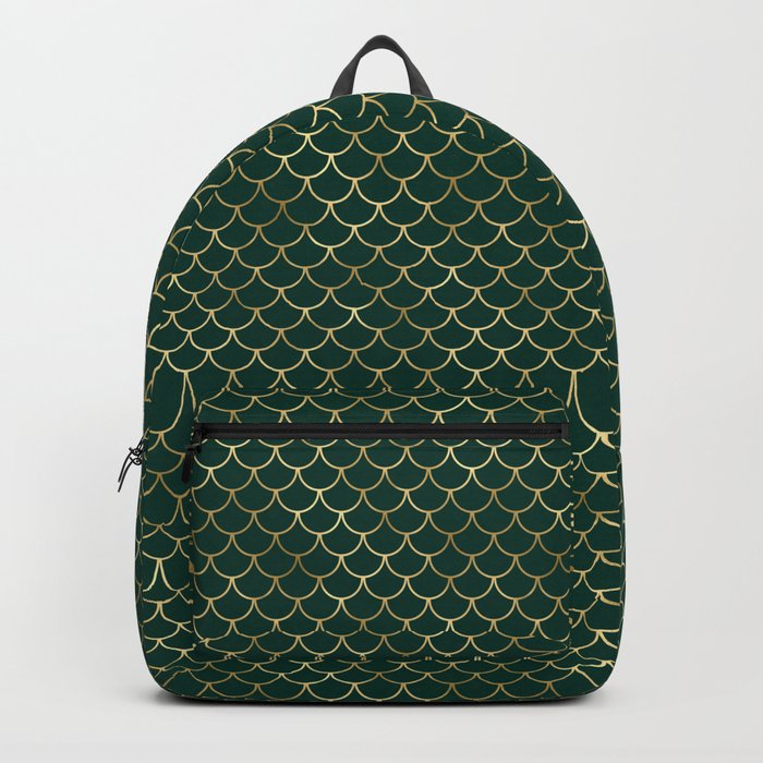 Gold Green Scales Pattern Backpack