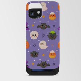 Halloween Seamless Pattern with Funny Spooky on Purple Background iPhone Card Case