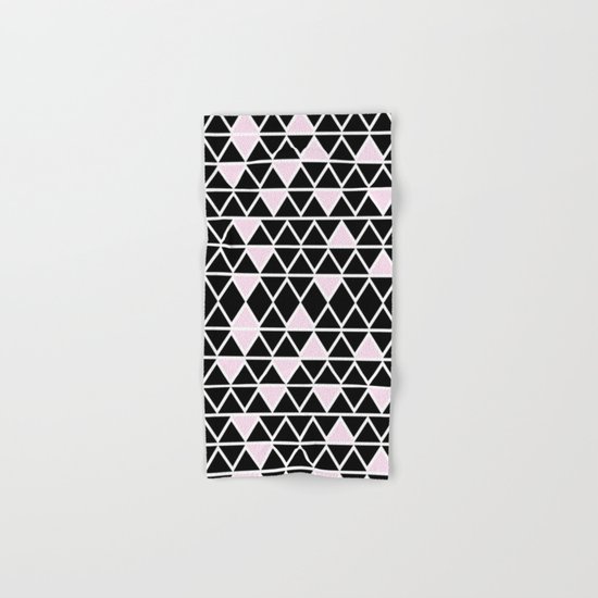 Abstract geometric triangle pattern- pink-black Hand & Bath Towel