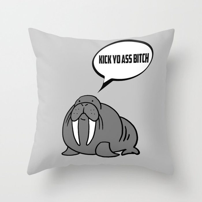 Angry Walrus Throw Pillow
