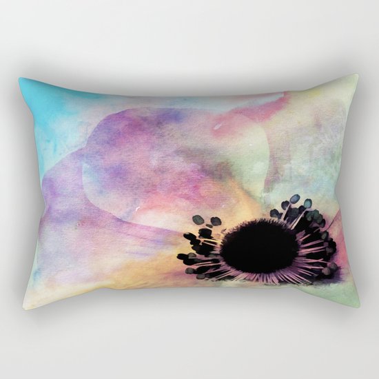 Abstract anemone one colorful watercolor Rectangular Pillow