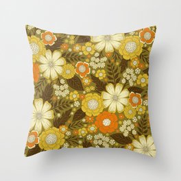 1970s Retro/Vintage Floral Pattern Throw Pillow