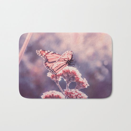 Butterfly Kisses, Dusty Purple Bokeh Background Bath Mat