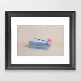 Blue case with pink flower Framed Art Print