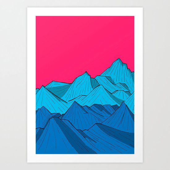 Mountains under the pink sky Art Print