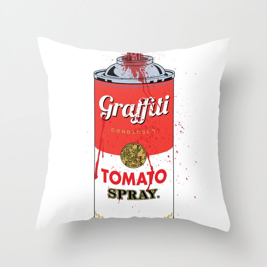 Graffiti Tomato Spray Can Throw Pillow