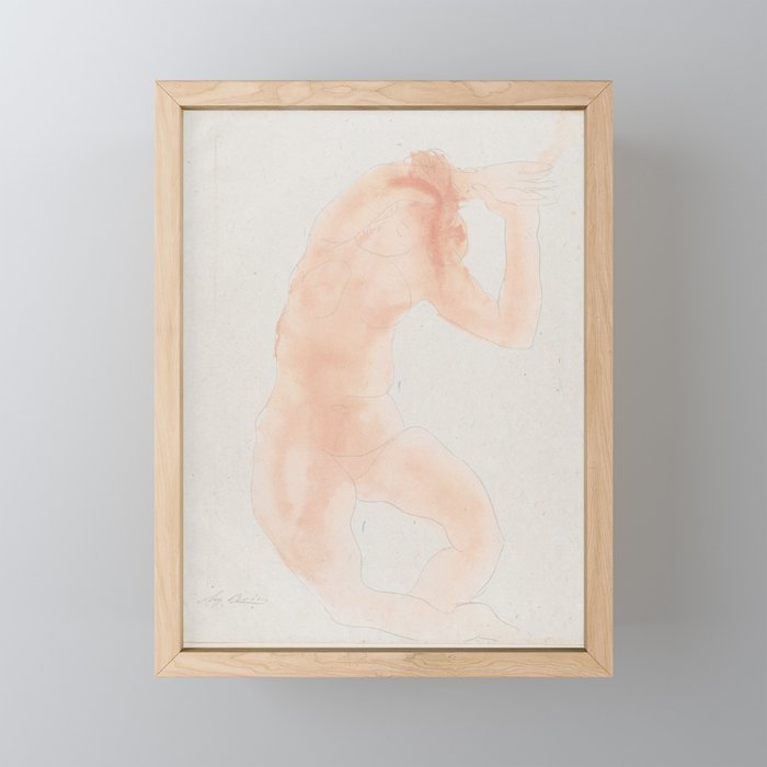 Auguste Rodin Nude Figure Lithograph #6 Framed Mini Art Print