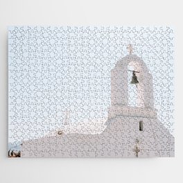 Greek Church - White Building against Blue Sky - Travel Photography in Greece - Greek Islands in the Sun Jigsaw Puzzle