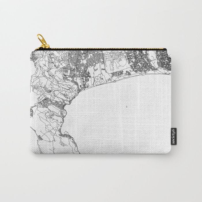 Cape Town White Map Carry-All Pouch