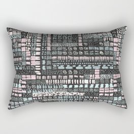 pink and blue charcoal grey ink marks hand-drawn collection Rectangular Pillow