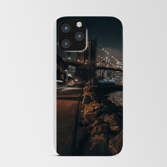 Brooklyn Bridge and Manhattan skyline at night in New York City iPhone Card Case