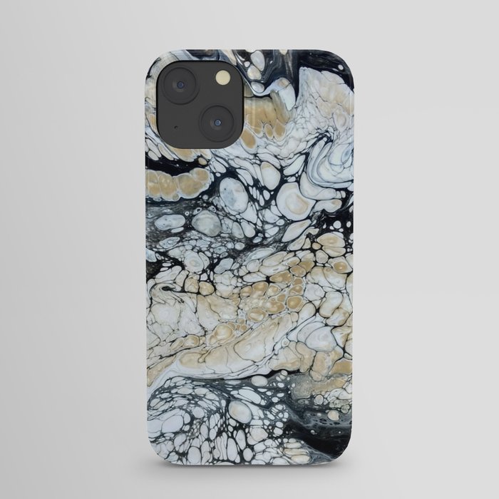 Bold Black Gold & White Abstract iPhone Case