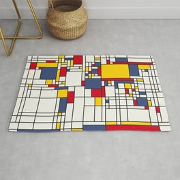 World Map Abstract Mondrian Style Area & Throw Rug