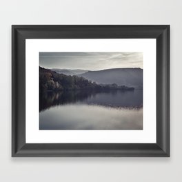Deep autumn mountain lake mirror landscape Framed Art Print