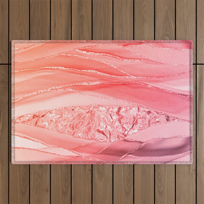 Peach Glamour Marble Landscape  Outdoor Rug