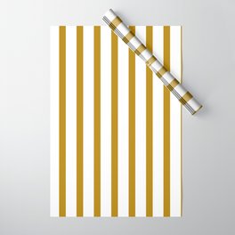 [ Thumbnail: Dark Goldenrod and White Colored Striped Pattern Wrapping Paper ]