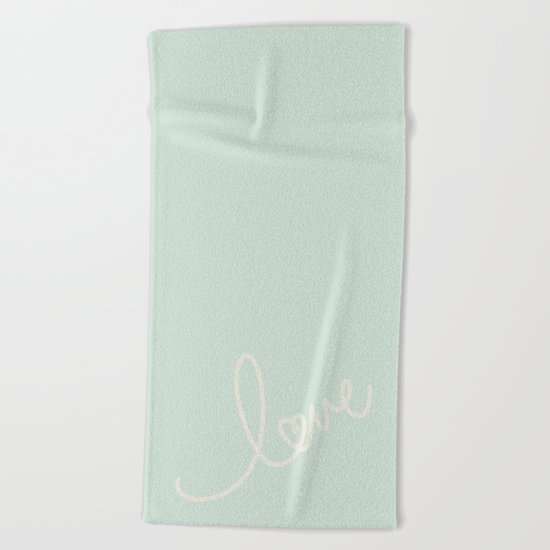 LOVE - Typography on mint green background Beach Towel