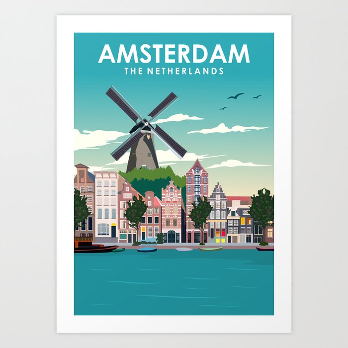 Amsterdam Holland Travel Poster Art Print
