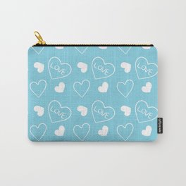 Valentines Day White Hand Drawn Hearts Carry-All Pouch