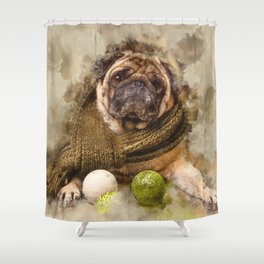 Pug Puppy Shower Curtain