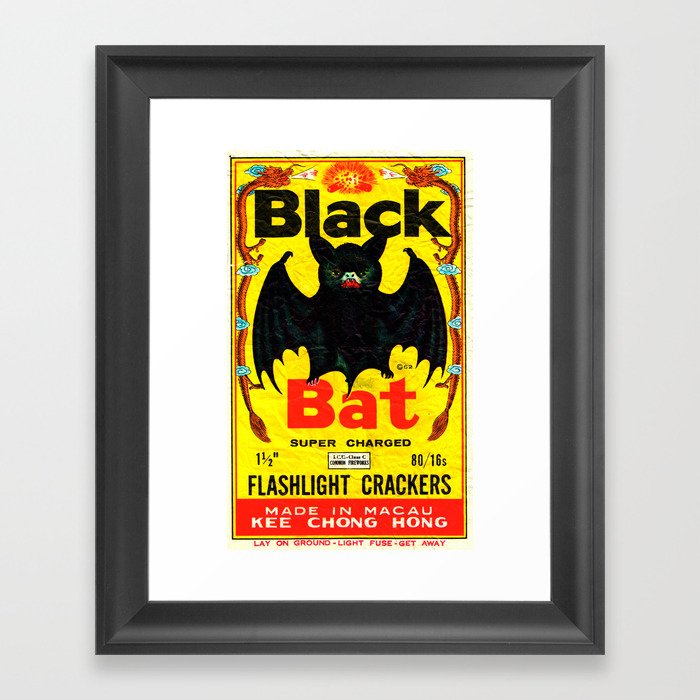 Black Bat Vintage Firecrackers Framed Art Print