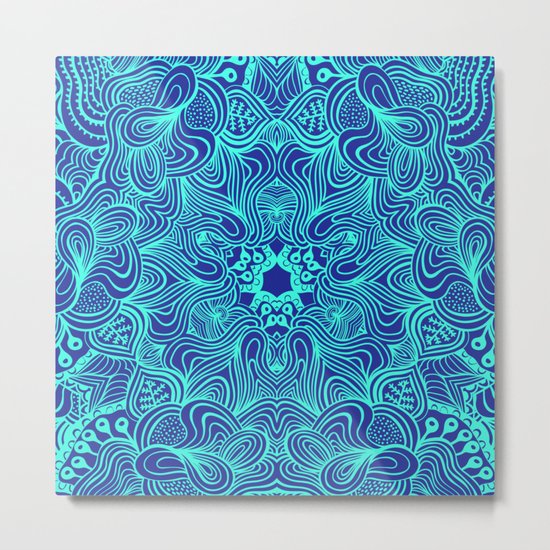 Blue on Blue, abstract pattern Metal Print