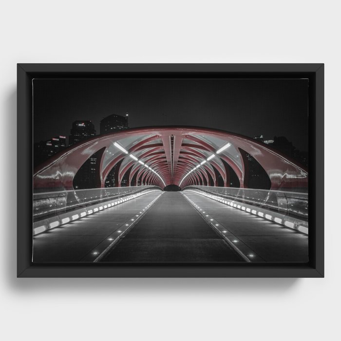 Calgary Peace Bridge - Night Time Framed Canvas