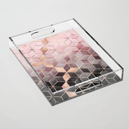 Pink And Grey Gradient Cubes Acrylic Tray