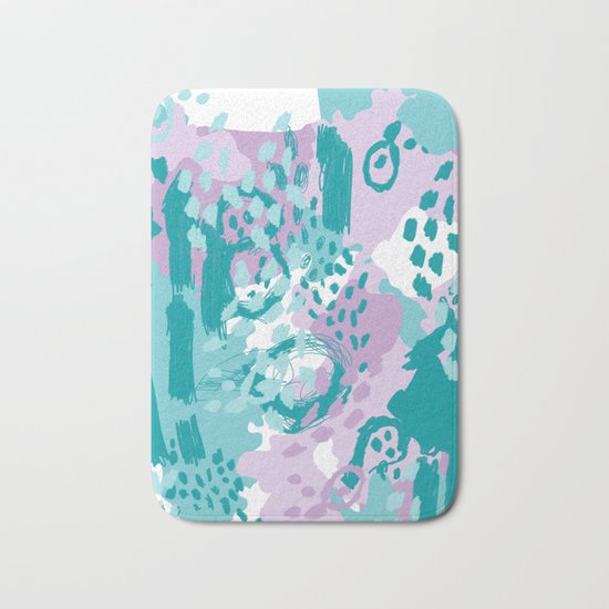 Riley - modern abstract trendy color palette nursery art decor lilac turquoise happy painting Bath Mat