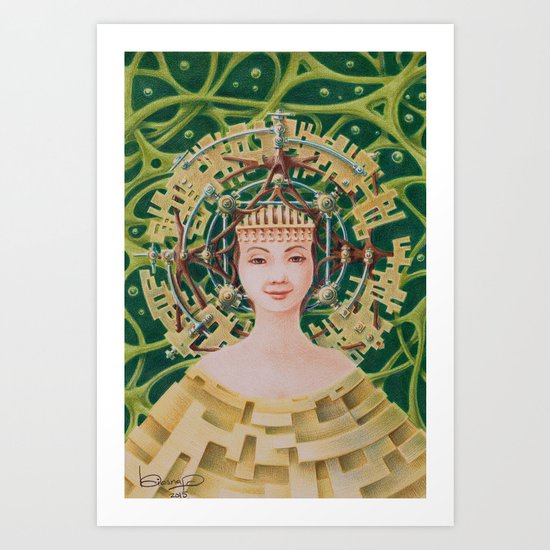 "Portrait with golden headpiece" Art Print