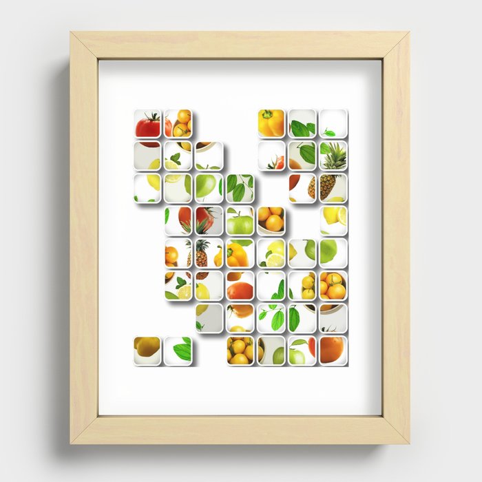 Fruit and Vegetable Grid Recessed Framed Print