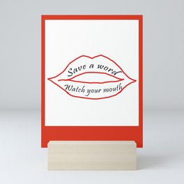 Save a word Watch your mouth Quote Childish Draw Rough Line Red Black Printable Wall Art  Mini Art Print