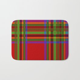 Holiday Tartan - DOUBLE Bath Mat | Simple, Graphicdesign, Red, Scotland, Lines, Holidays, Festive, Traditional, Plaid, Blue 