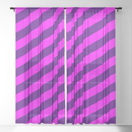 [ Thumbnail: Fuchsia and Indigo Colored Lined Pattern Sheer Curtain ]