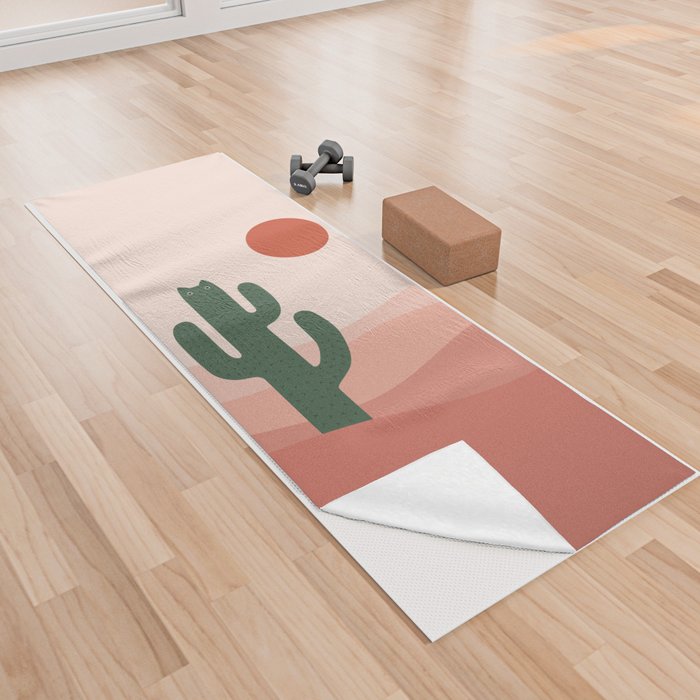 Cat Landscape 84: Cat-tus Yoga Towel