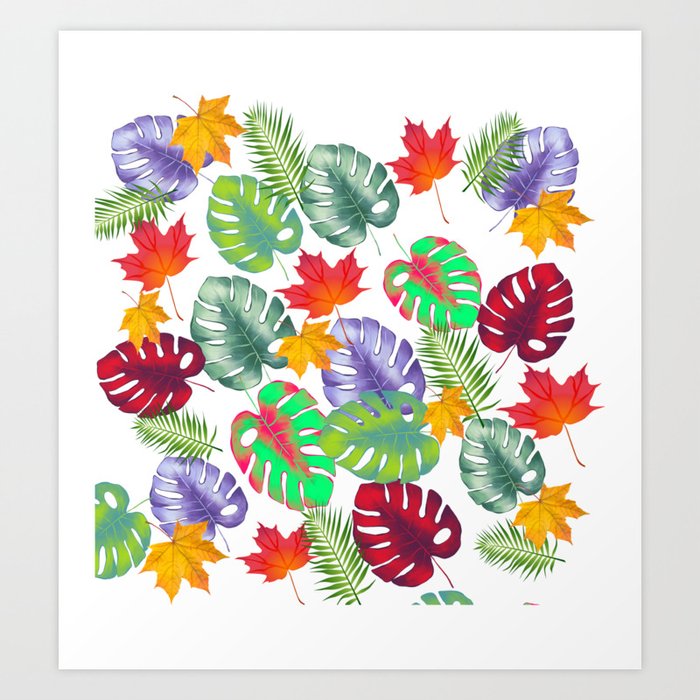 Multicolored Leaves Art Print Art Print