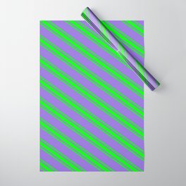 [ Thumbnail: Purple and Lime Colored Lines Pattern Wrapping Paper ]